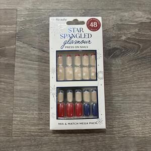 Star Spangled Glamour Patriotic Medium Squoval Press On Nails Mega Pack 48 Nails